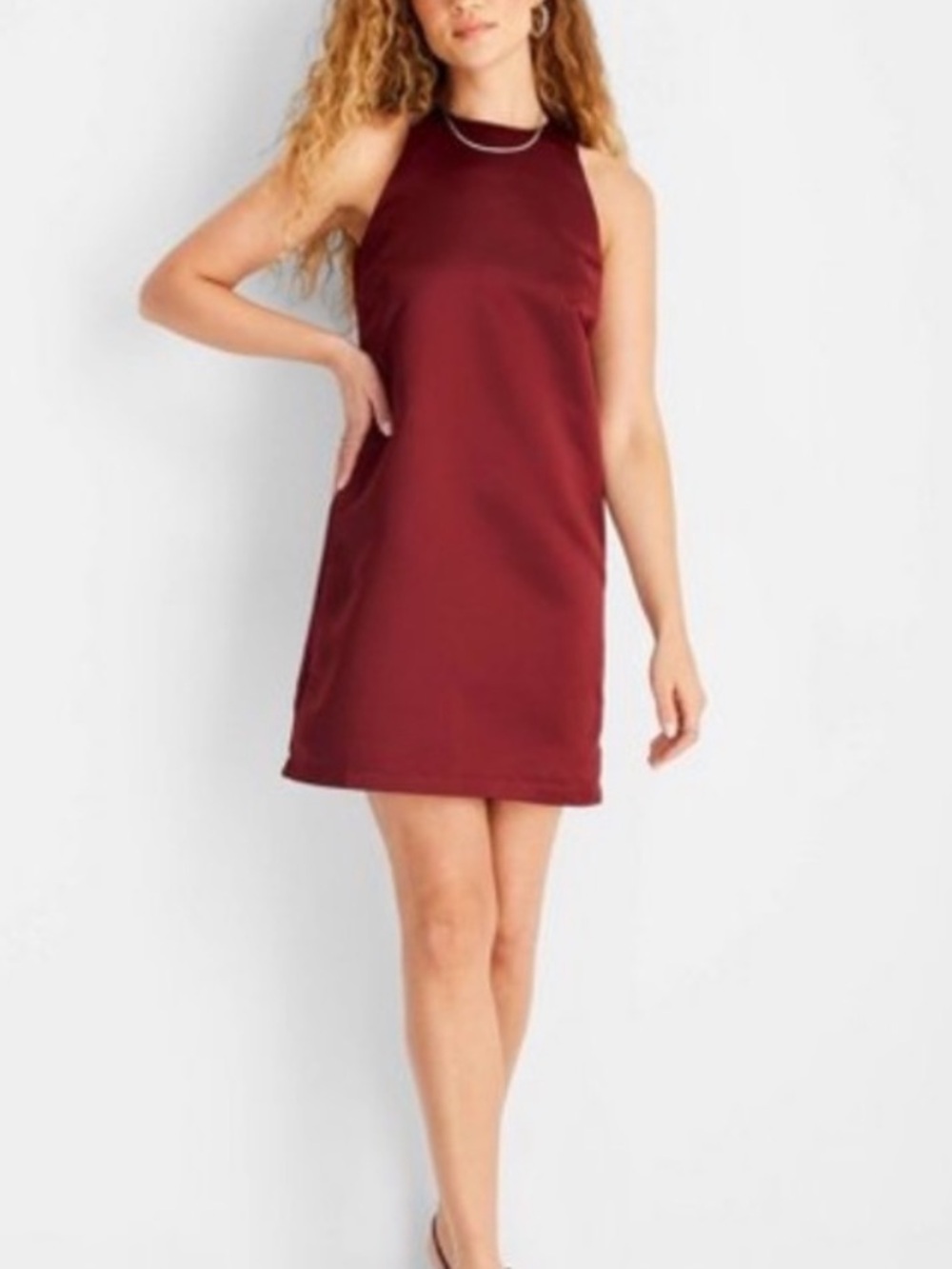NWT Women's Sleeveless Burgundy Shift Dress